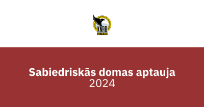 Attēlā redzams KNAB logo, zem tā rakstīts "Sabiedriskās domas aptauja 2024"