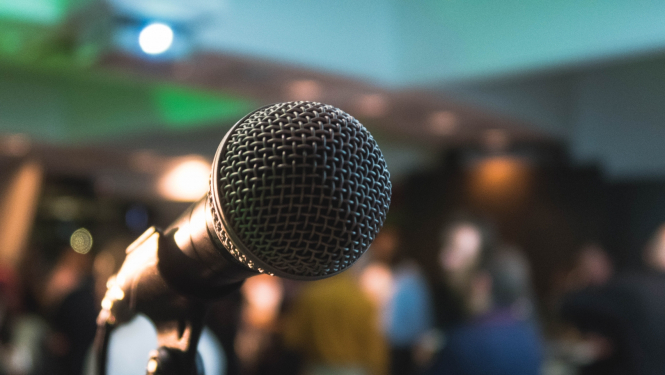 Photo with a microphone