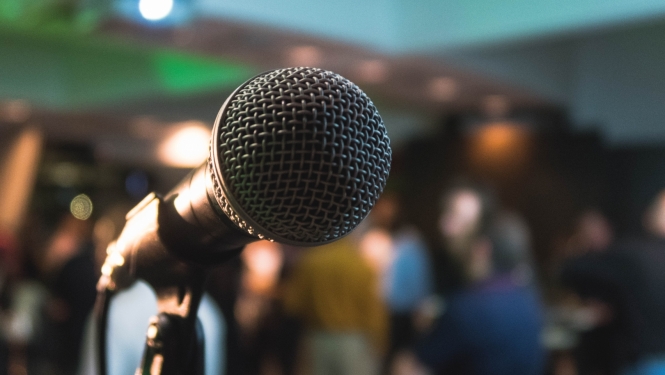 Photo with a microphone