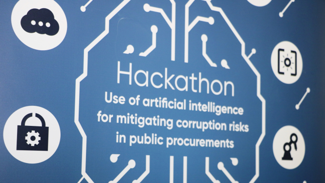 Attēlā redzams vizuālis no hakatona, ko KNAB organizēja februāra sākumā. 