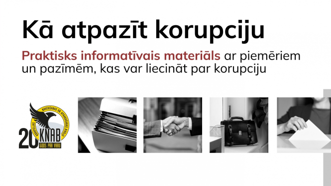 Attēlā redzams teksts par to, kā atpazīt korupciju