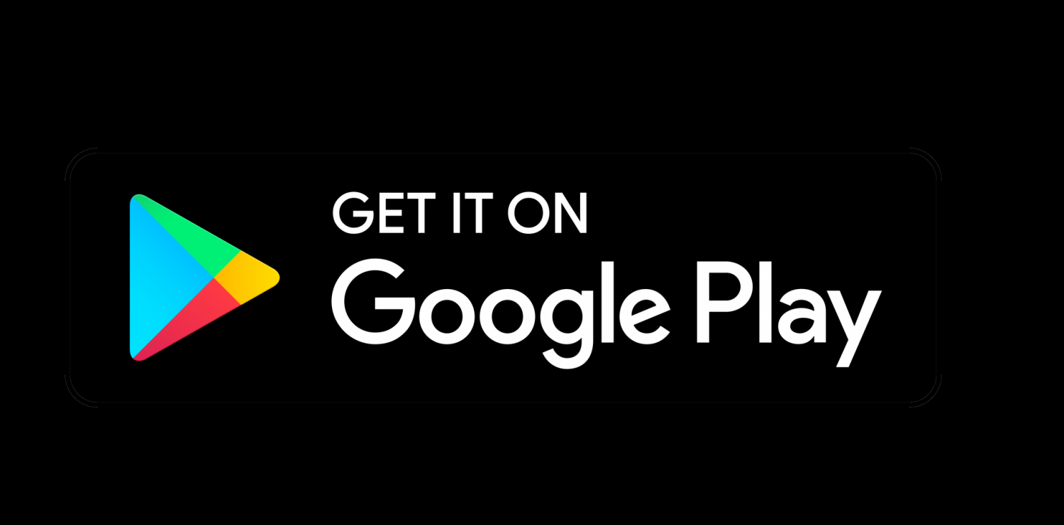 Google Play logo, balti burti "Get it on Google Play"