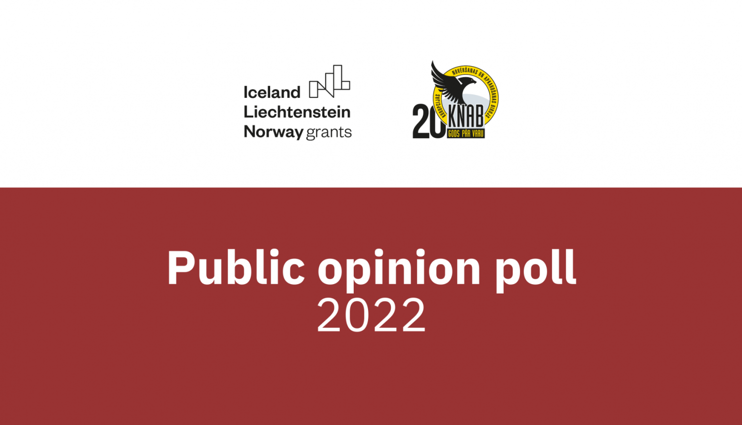 Squares of colours, text "Public opinion poll 2022" and logo of the EEA grants and KNAB