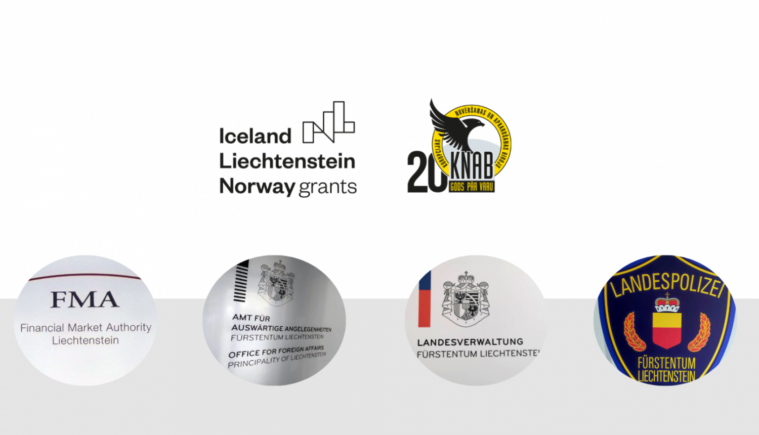 Logo of KNAB, EEA grants, as well as four organizations of Liechtenstein